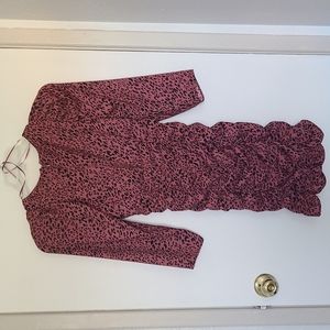 Cute Zara Cheetah Print Draped Full Sleeve Dress